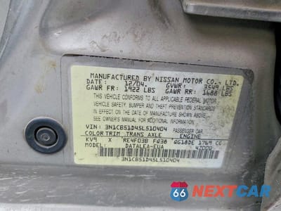 Zdjęcie 12 z 12 samochodu: 2005 NISSAN SENTRA VIN:3N1CB51D45L510404 - miniatura