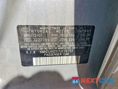 Zdjęcie 12 z 12 samochodu: 2007 HYUNDAI ELANTRA GLS VIN:KMHDU46DX7U176737 - miniatura