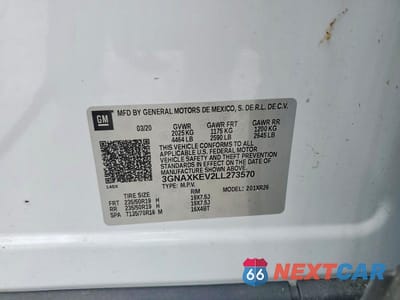 Zdjęcie 13 z 13 samochodu: 2020 CHEVROLET EQUINOX LT VIN:3GNAXKEV2LL273570 - miniatura