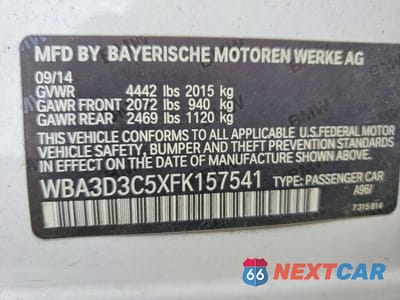 Zdjęcie 12 z 12 samochodu: 2015 BMW 328 D VIN:WBA3D3C5XFK157541 - miniatura