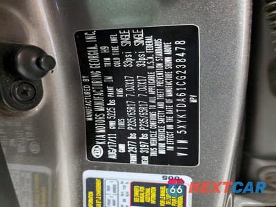 Zdjęcie 13 z 13 samochodu: 2012 KIA SORENTO LX VIN:5XYKTDA61CG238478 - miniatura