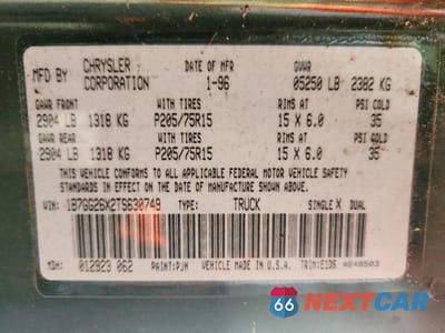 Zdjęcie 12 z 12 samochodu: 1996 DODGE DAKOTA VIN:1B7GG26X2TS630749 - miniatura