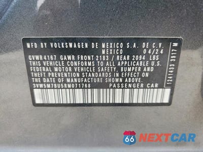 Zdjęcie 12 z 12 samochodu: 2024 VOLKSWAGEN JETTA S VIN:3VW5M7BU5RM071768 - miniatura