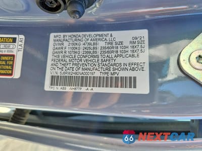 Zdjęcie 13 z 13 samochodu: 2022 HONDA CR-V EXL VIN:5J6RW2H80NA000197 - miniatura