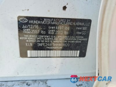 Zdjęcie 12 z 12 samochodu: 2017 HYUNDAI SONATA SE VIN:5NPE24AF5HH469920 - miniatura