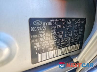 Zdjęcie 13 z 13 samochodu: 2006 HYUNDAI SANTA FE GLS VIN:KM8SC13D56U105845 - miniatura