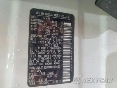 Zdjęcie 13 z 13 samochodu: 2021 NISSAN ROGUE PLATINUM VIN:JN8AT3DDXMW310660 - miniatura