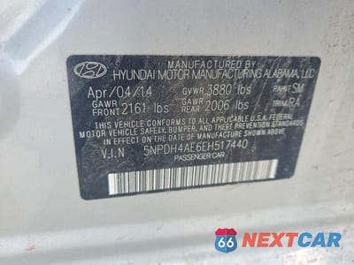 Zdjęcie 13 z 13 samochodu: 2014 HYUNDAI ELANTRA SE VIN:5NPDH4AE6EH517440 - miniatura