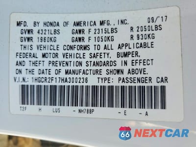 Zdjęcie 12 z 12 samochodu: 2017 HONDA ACCORD SPORT SPECIAL EDITION VIN:1HGCR2F17HA300236 - miniatura