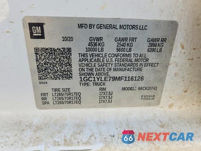 Zdjęcie 12 z 12 samochodu: 2021 CHEVROLET SILVERADO K2500 HEAVY DUTY VIN:1GC1YLE79MF116126 - miniatura