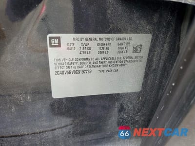 Zdjęcie 12 z 12 samochodu: 2012 BUICK REGAL GS VIN:2G4GV5GV0C9197739 - miniatura