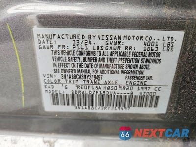 Zdjęcie 12 z 12 samochodu: 2024 NISSAN SENTRA SV VIN:3N1AB8CV3RY319497 - miniatura