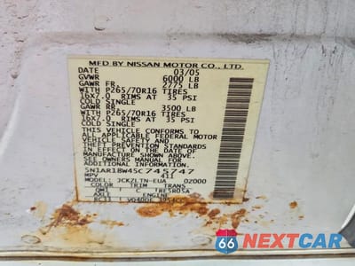 Zdjęcie 13 z 13 samochodu: 2005 NISSAN PATHFINDER XE VIN:5N1AR18W45C745747 - miniatura