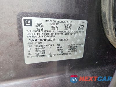 Zdjęcie 13 z 13 samochodu: 2017 CHEVROLET SUBURBAN K1500 LT VIN:1GNSKHKC8HR312316 - miniatura