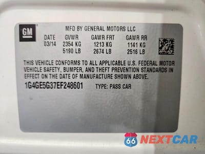 Zdjęcie 12 z 12 samochodu: 2014 BUICK LACROSSE PREMIUM VIN:1G4GE5G37EF248601 - miniatura