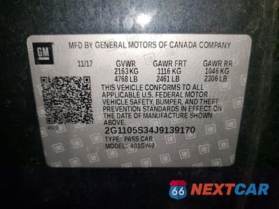 Zdjęcie 12 z 12 samochodu: 2018 CHEVROLET IMPALA LT VIN:2G1105S34J9139170 - miniatura