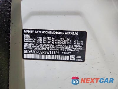 Zdjęcie 14 z 14 samochodu: 2024 BMW X3 XDRIVE30I VIN:5UX53DP03R9W11125 - miniatura