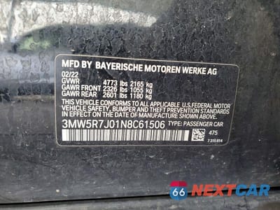Zdjęcie 12 z 12 samochodu: 2022 BMW 330XI VIN:3MW5R7J01N8C61506 - miniatura