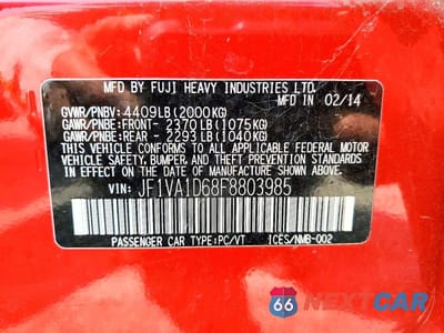 Zdjęcie 12 z 12 samochodu: 2015 SUBARU WRX PREMIUM VIN:JF1VA1D68F8803985 - miniatura