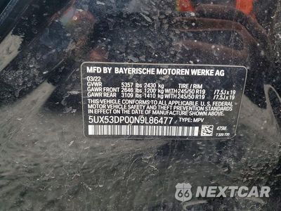 Zdjęcie 13 z 13 samochodu: 2022 BMW X3 XDRIVE30I VIN:5UX53DP00N9L86477 - miniatura
