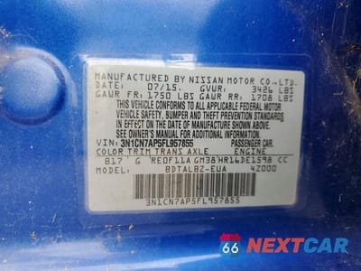 Zdjęcie 12 z 12 samochodu: 2015 NISSAN VERSA 1.6 SV VIN:3N1CN7AP5FL957855 - miniatura