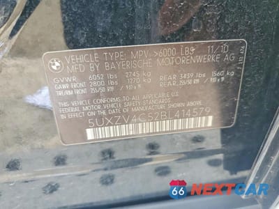 Zdjęcie 12 z 12 samochodu: 2011 BMW X5 XDRIVE35I VIN:5UXZV4C52BL414579 - miniatura