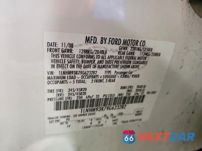 Zdjęcie 12 z 12 samochodu: 2009 LINCOLN MKS VIN:1LNHM93R79G623282 - miniatura