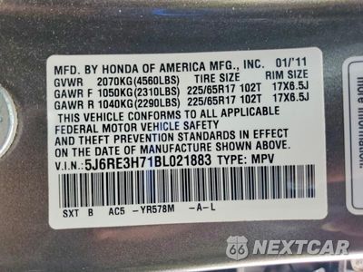 Zdjęcie 13 z 13 samochodu: 2011 HONDA CR-V EXL VIN:5J6RE3H71BL021883 - miniatura
