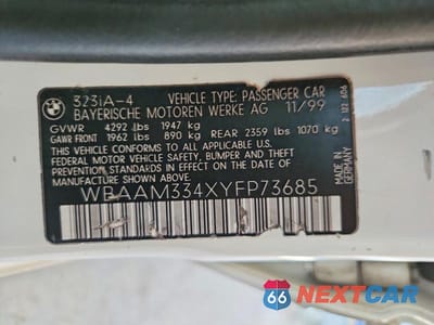 Zdjęcie 12 z 12 samochodu: 2000 BMW 323 I VIN:WBAAM334XYFP73685 - miniatura