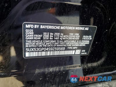 Zdjęcie 13 z 13 samochodu: 2025 BMW X3 30 XDRIVE VIN:5UX53GP04S9Z59569 - miniatura