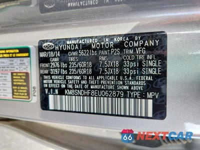 Zdjęcie 13 z 13 samochodu: 2014 HYUNDAI SANTA FE GLS VIN:KM8SNDHF8EU062879 - miniatura
