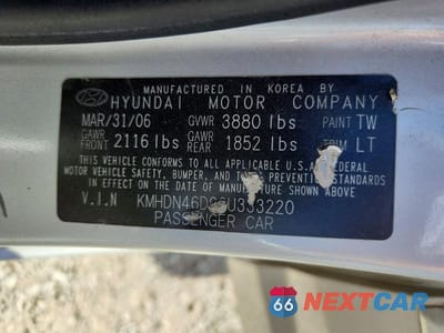 Zdjęcie 13 z 13 samochodu: 2006 HYUNDAI ELANTRA GLS VIN:KMHDN46D96U333220 - miniatura