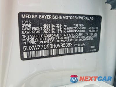 Zdjęcie 13 z 13 samochodu: 2017 BMW X3 SDRIVE28I VIN:5UXWZ7C50H0V85883 - miniatura