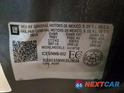 Zdjęcie 12 z 12 samochodu: 2019 CHEVROLET CRUZE LT VIN:3G1BE6SMXKS528534 - miniatura