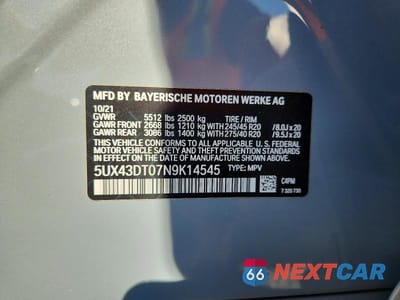 Zdjęcie 13 z 13 samochodu: 2022 BMW X4 M40I VIN:5UX43DT07N9K14545 - miniatura