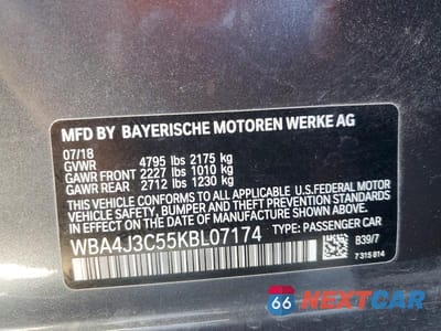 Zdjęcie 12 z 12 samochodu: 2019 BMW 430XI GRAN COUPE VIN:WBA4J3C55KBL07174 - miniatura