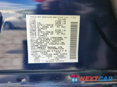 Zdjęcie 12 z 12 samochodu: 2008 NISSAN TITAN XE FFV VIN:1N6BA07D28N350773 - miniatura
