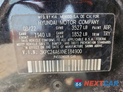 Zdjęcie 13 z 13 samochodu: 2022 HYUNDAI ACCENT SE VIN:3KPC24A6XNE184900 - miniatura