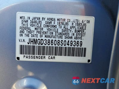 Zdjęcie 13 z 13 samochodu: 2008 HONDA FIT SPORT VIN:JHMGD38608S049369 - miniatura