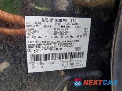 Zdjęcie 13 z 13 samochodu: 2008 FORD EDGE SEL VIN:2FMDK38C88BB25328 - miniatura