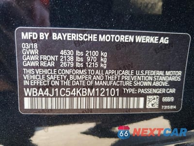 Zdjęcie 12 z 12 samochodu: 2019 BMW 430I GRAN COUPE VIN:WBA4J1C54KBM12101 - miniatura
