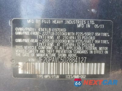 Zdjęcie 14 z 14 samochodu: 2013 SUBARU XV CROSSTREK 2.0 PREMIUM VIN:JF2GPAVC5D2884127 - miniatura