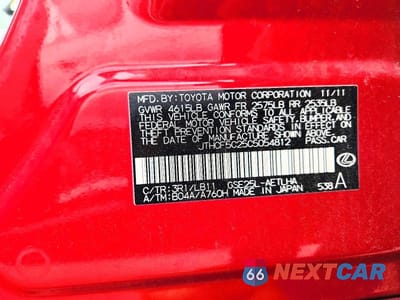 Zdjęcie 13 z 13 samochodu: 2012 LEXUS IS 250 VIN:JTHCF5C25C5054812 - miniatura