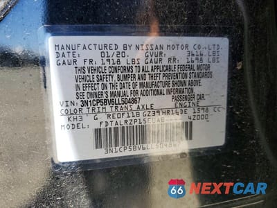 Zdjęcie 12 z 12 samochodu: 2020 NISSAN KICKS S VIN:3N1CP5BV6LL504867 - miniatura