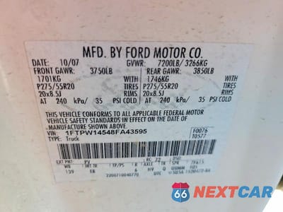 Zdjęcie 12 z 12 samochodu: 2008 FORD F150 SUPERCREW VIN:1FTPW14548FA43595 - miniatura