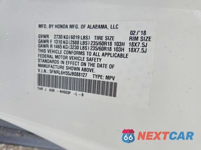 Zdjęcie 13 z 13 samochodu: 2018 HONDA ODYSSEY EX VIN:5FNRL6H55JB088127 - miniatura