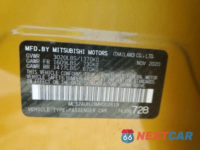 Zdjęcie 12 z 12 samochodu: 2021 MITSUBISHI MIRAGE ES VIN:ML32AUHJ3MH002619 - miniatura