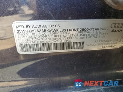 Zdjęcie 12 z 12 samochodu: 2005 AUDI A6 4.2 QUATTRO VIN:WAUDL74F25N096964 - miniatura