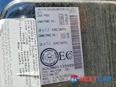 Zdjęcie 12 z 12 samochodu: 2015 INFINITI QX60 BASE VIN:5N1AL0MM6FC539489 - miniatura