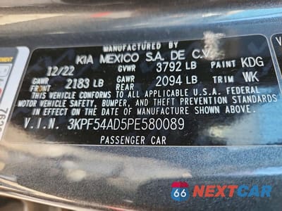Zdjęcie 12 z 12 samochodu: 2023 KIA FORTE GT LINE VIN:3KPF54AD5PE580089 - miniatura